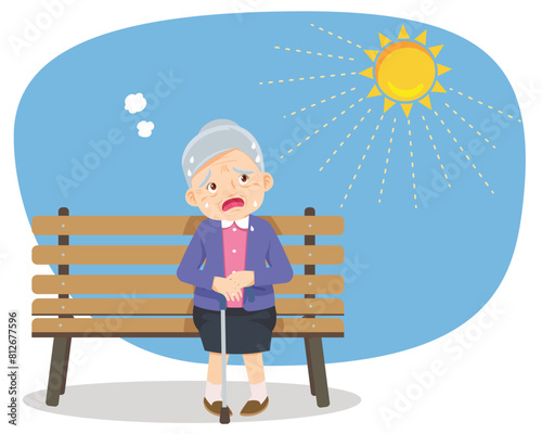elderly thirsty from heat of the summer sun