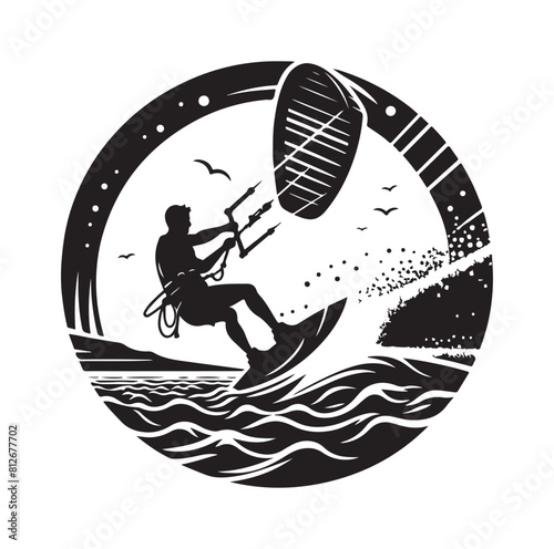 kitesurfing silhouette illustration icon