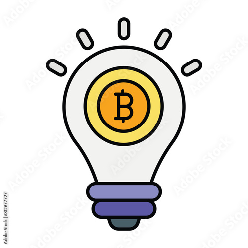 Bitcoin and Cryptocurrency Color Outline Icon Style