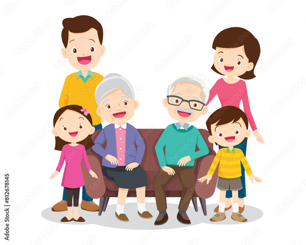 Big happy multi-generational family siblings relatives portrait