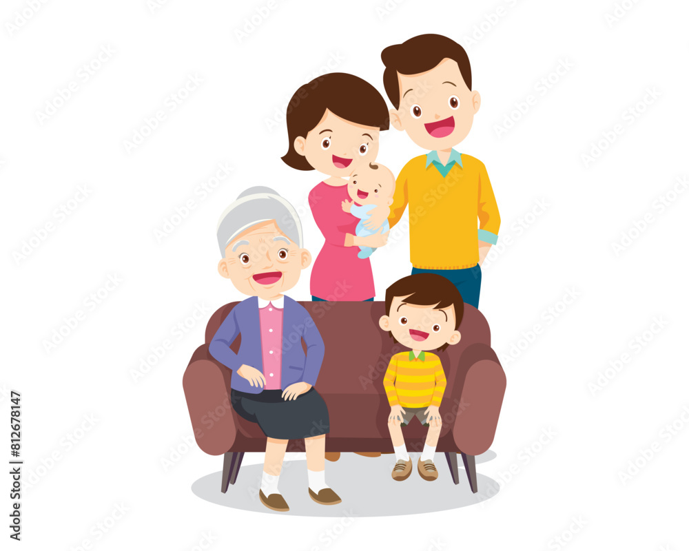 Big happy multi-generational family siblings relatives portrait