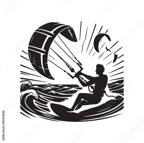 kitesurfing silhouette illustration icon
