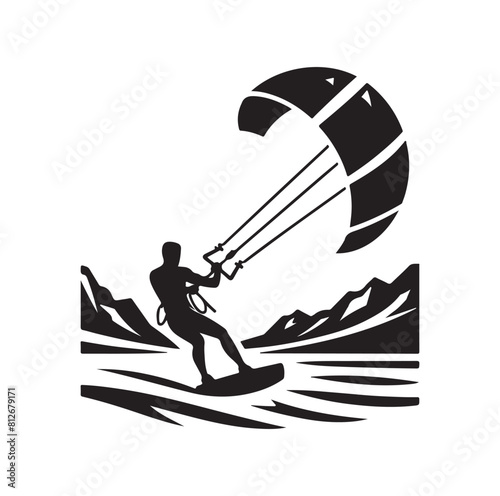 kitesurfing silhouette illustration icon
