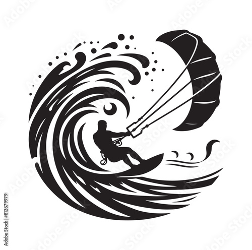 kitesurfing silhouette illustration icon