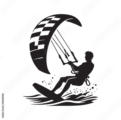 kitesurfing silhouette illustration icon