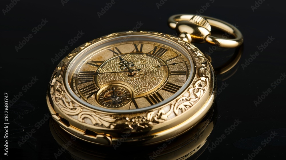 The open pocket watch in the sample picture exudes luxury with its expensive and gleaming gold color, Generated by AI