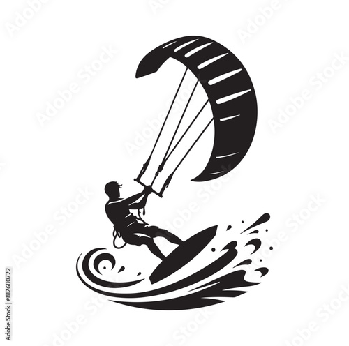 kitesurfing silhouette illustration icon