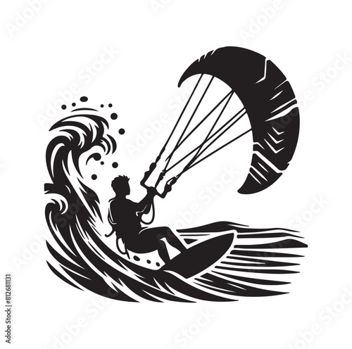 kitesurfing silhouette illustration icon