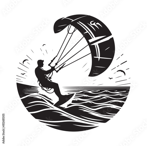 kitesurfing silhouette illustration icon