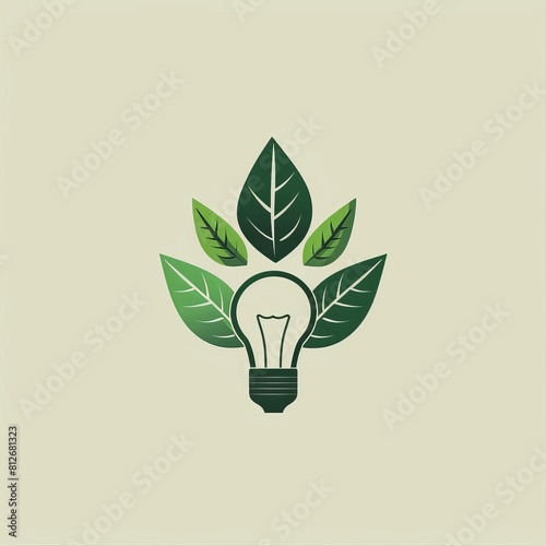 Light Bulb With Green Leaves