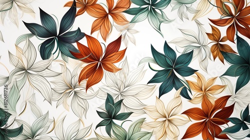 Elegant Floral Pattern with Colorful Abstract Flowers for Textile or Wallpaper Design.