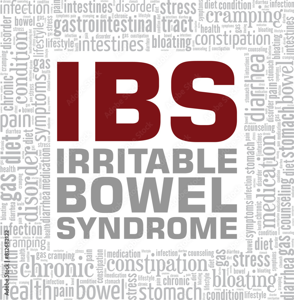 Obraz premium IBS Irritable Bowel Syndrome word cloud conceptual design isolated on white background.
