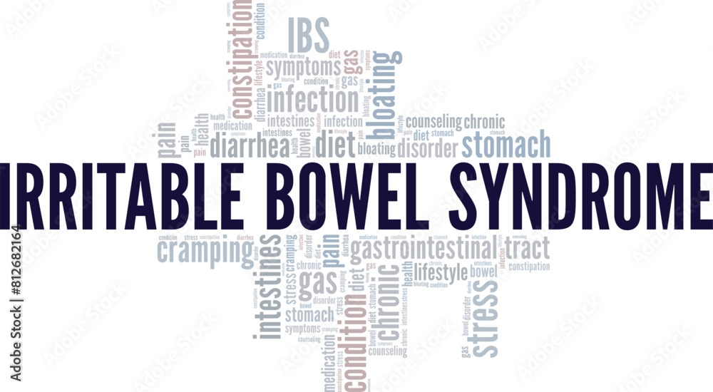 IBS Irritable Bowel Syndrome word cloud conceptual design isolated on white background. IBS Irritable Bowel Syndrome word cloud conceptual design isolated on white background.