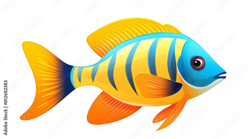 A beautiful reef fish with vibrant colors. The fish has a yellow tail and blue stripes. A beautiful reef fish with vibrant colors. The fish has a yellow tail and blue stripes.