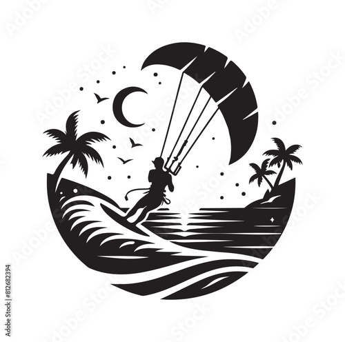 kitesurfing silhouette illustration icon