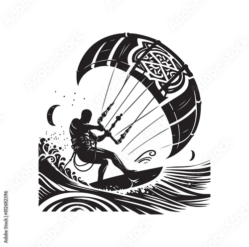 kitesurfing silhouette illustration icon