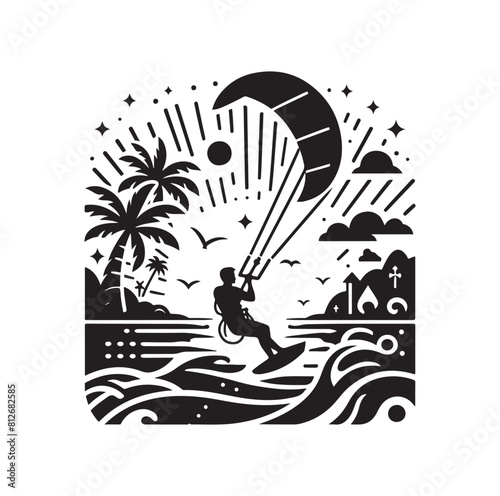 kitesurfing silhouette illustration icon
