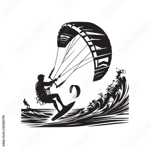 kitesurfing silhouette illustration icon