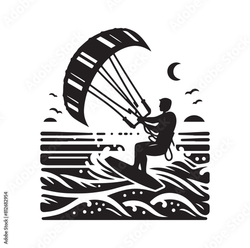 kitesurfing silhouette illustration icon