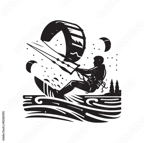 kitesurfing silhouette illustration icon