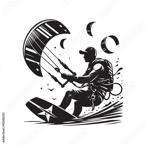 kitesurfing silhouette illustration icon
