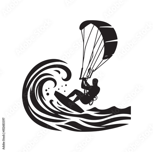kitesurfing silhouette illustration icon