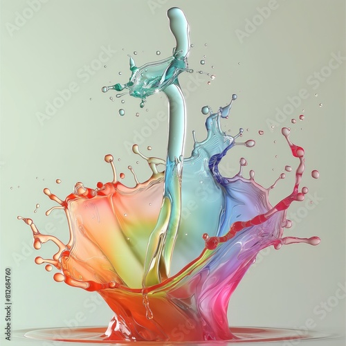 Liquid jewel, colorful water droplet isolated on a gray background