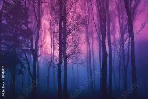 ethereal misty forest at dawn with mysterious silhouettes of trees evoking sense of tranquility and wonder nature photography