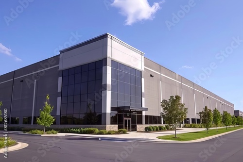 exterior view of modern manufacturing building industrial architecture