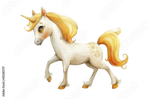 The magical unicorn is a symbol of purity and innocence. It is a gentle and kind creature that is often associated with rainbows and sunshine. PNG transparent background.