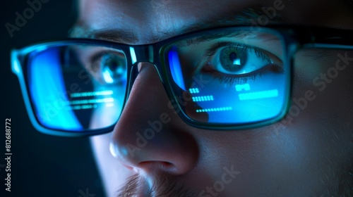 Man with Futuristic Smart Glasses