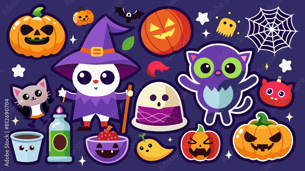 A set of stickers for halloween A set of stickers for halloween