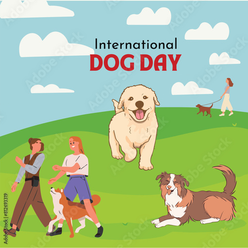 Happy International Dog Day  26th August  Greeting Card Vector Design. Show Your Love for Dogs on International Dog Day.