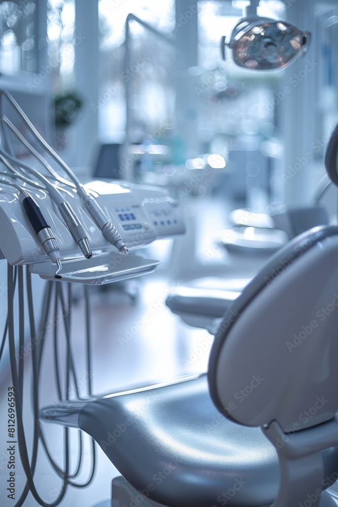 A dentist's office with a chair and some tools, AI A dentist's office with a chair and some tools, AI