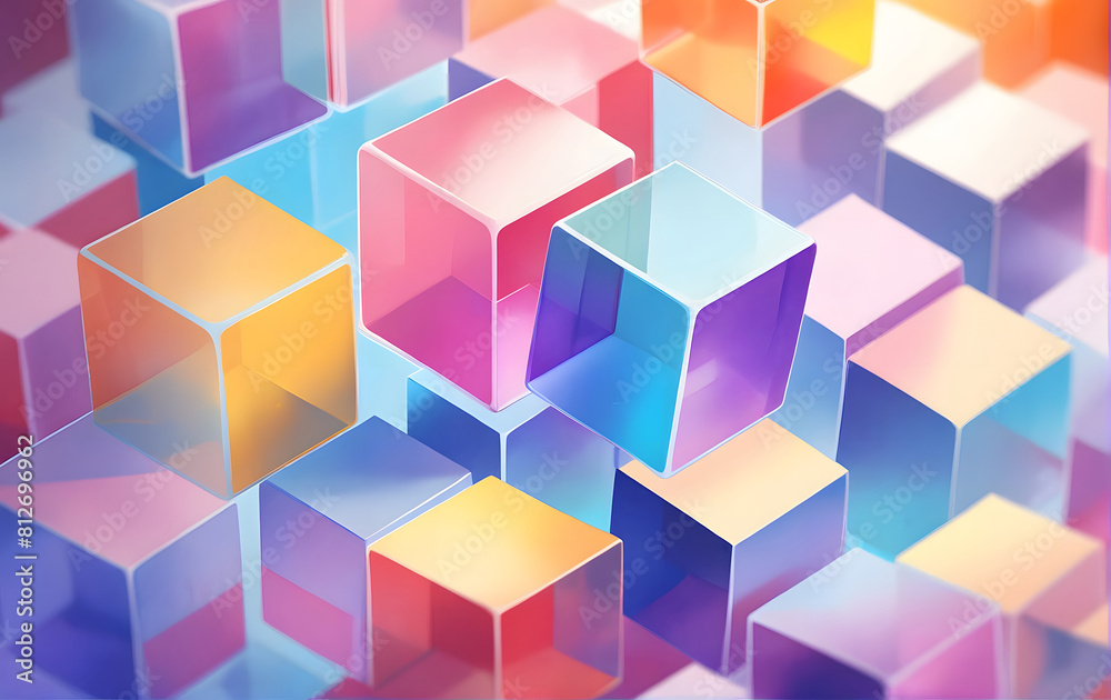Abstract Background with Futuristic Cube Shapes in 3D, Modern cube background Abstract Background with Futuristic Cube Shapes in 3D, Modern cube background