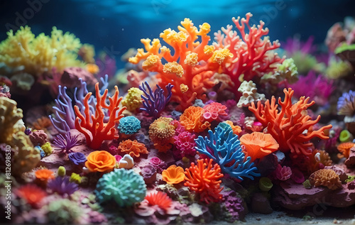 Vibrant sea coral reef in Claymation with penetrating light © Design_Stock