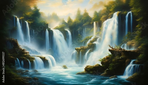 Ein mehrstufiger Wasserfall. Hintergrund f  r das Design 1.