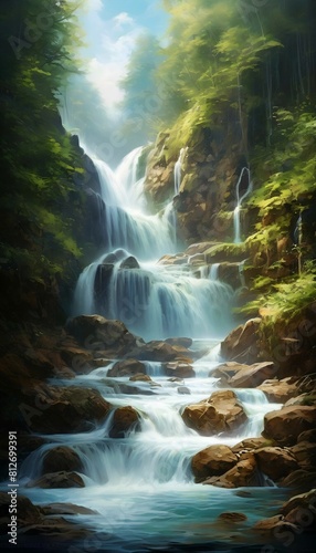  Ein mehrstufiger Wasserfall. Hintergrund f  r das Design3.