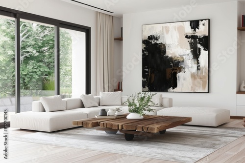 Modern living room, fireplace