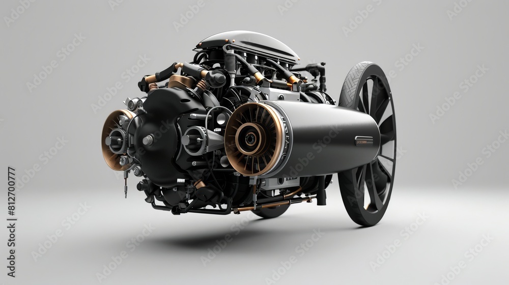 Fototapeta premium A high-performance car engine, visually striking with its complex design and components