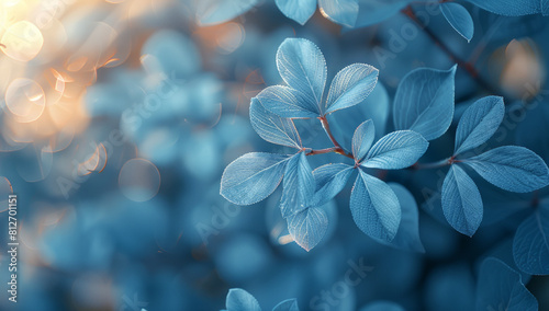 Soft Focus Delicate Blue Leaves Closeup Against an Ethereal Background