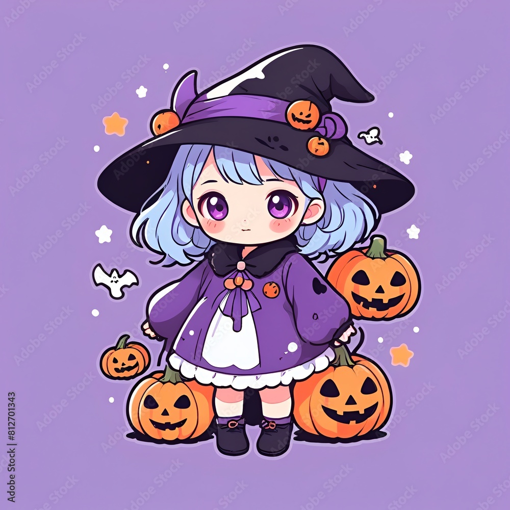 halloween girl witch with pumpkin halloween girl witch with pumpkin
