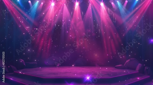 A star-shaped podium with vibrant lighting, set against a music stage background, ideal for game or event settings.

 photo