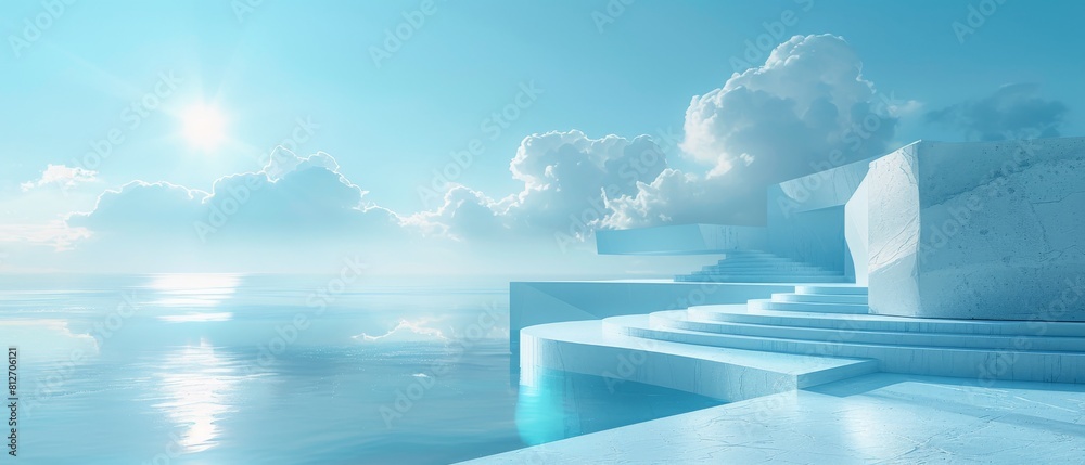 Fototapeta premium A blue sky with a large white cloud in the background