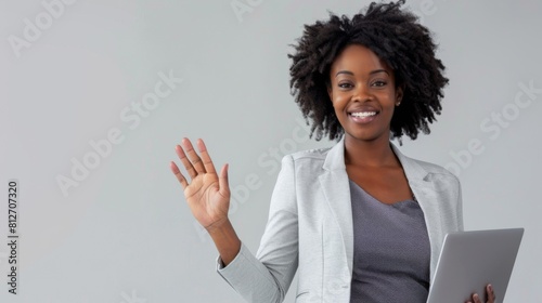 A Confident Woman Holding Tablet photo