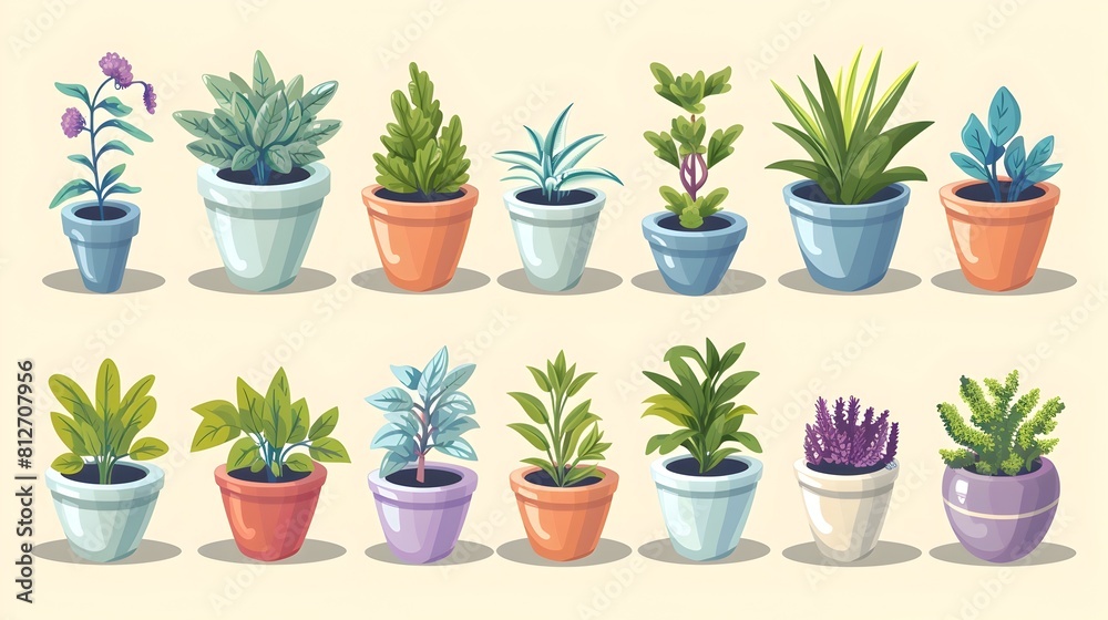 Obraz premium Assorted Potted Succulents and Plants for Desk or Home