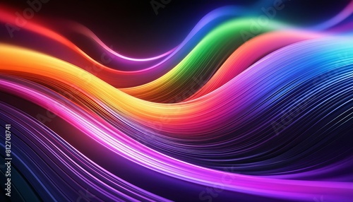 Dynamic wave-like patterns in a seamless transition of vibrant colors, glowing against a dark backdrop, ideal for creative visuals.