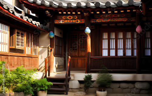 Traditional oriental house, elegant and stylish house photo