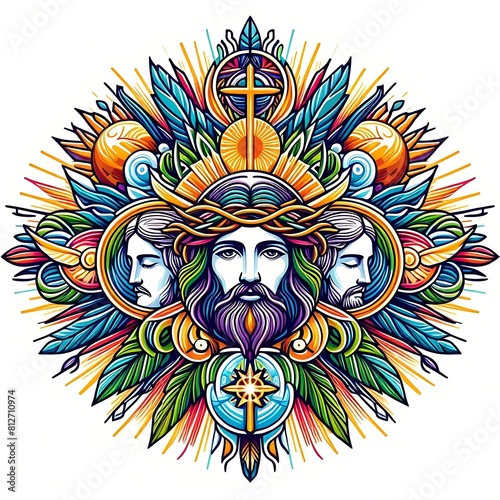 jesus christ religious imageswork of a man with a crown of thorns and a cross image art realistic attractive illustrator