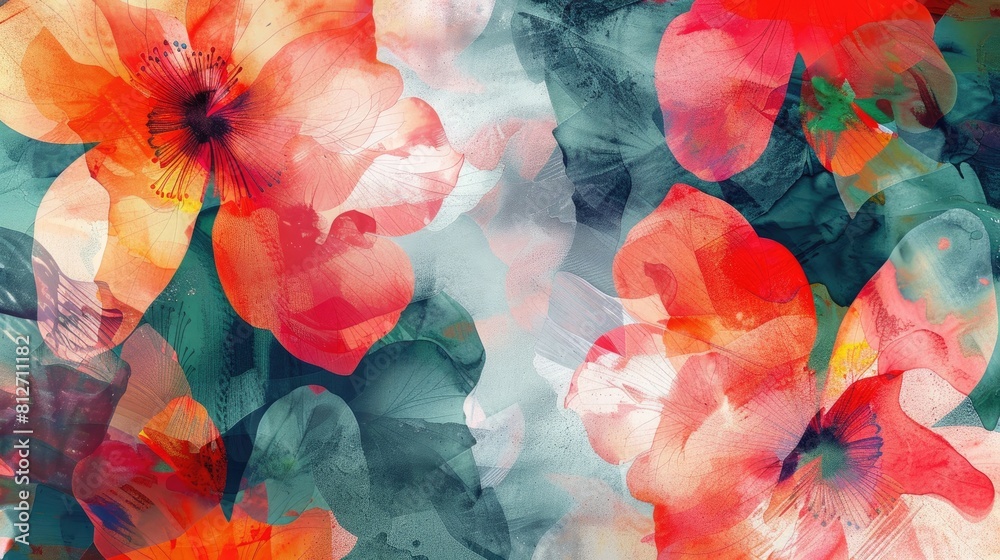 Abstract floral pattern with a seamless watercolor design